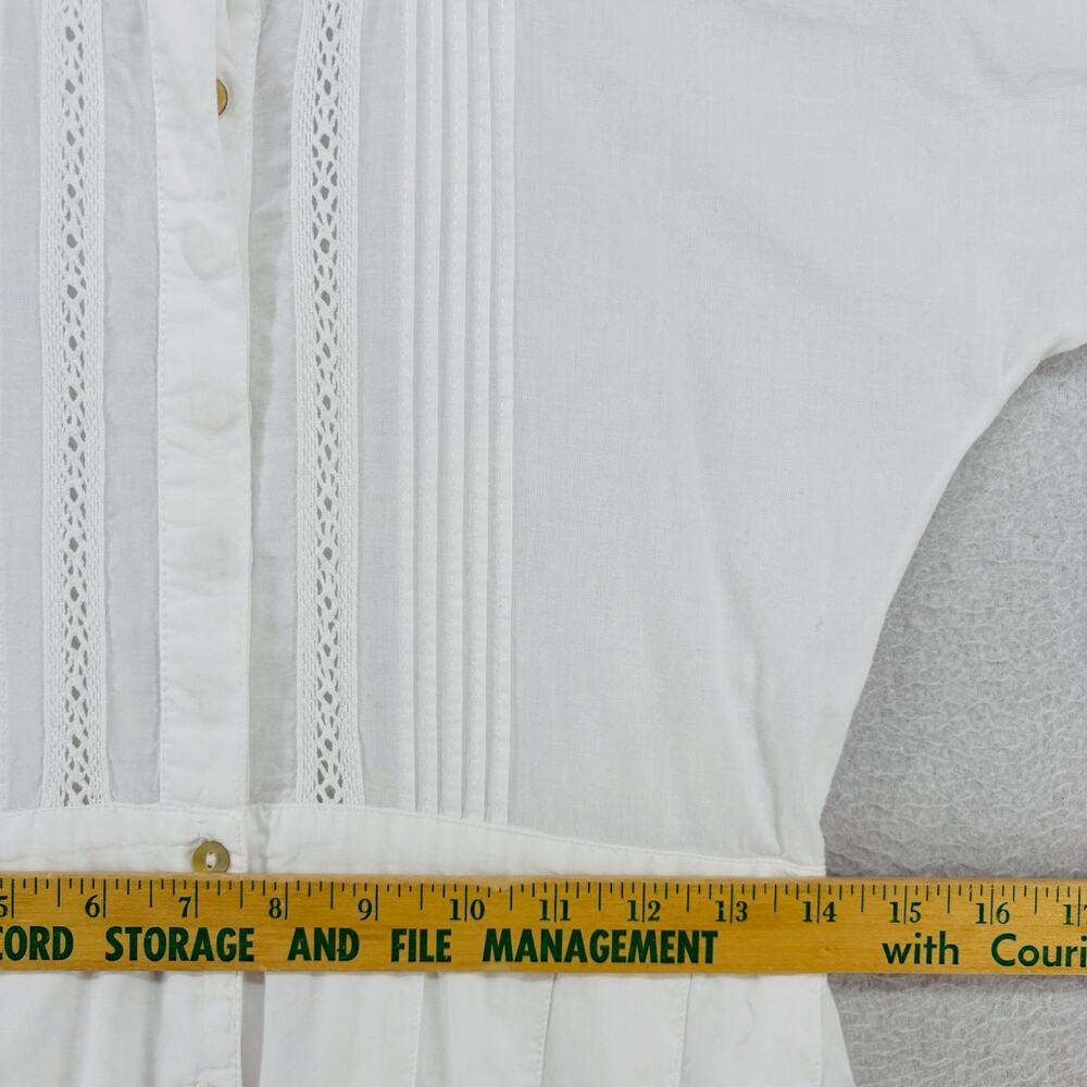 LOVESHACKFANCY Dress Petite Edie Voile Pintuck Lace Trim Cover Up Cotton White - Picture 12 of 14